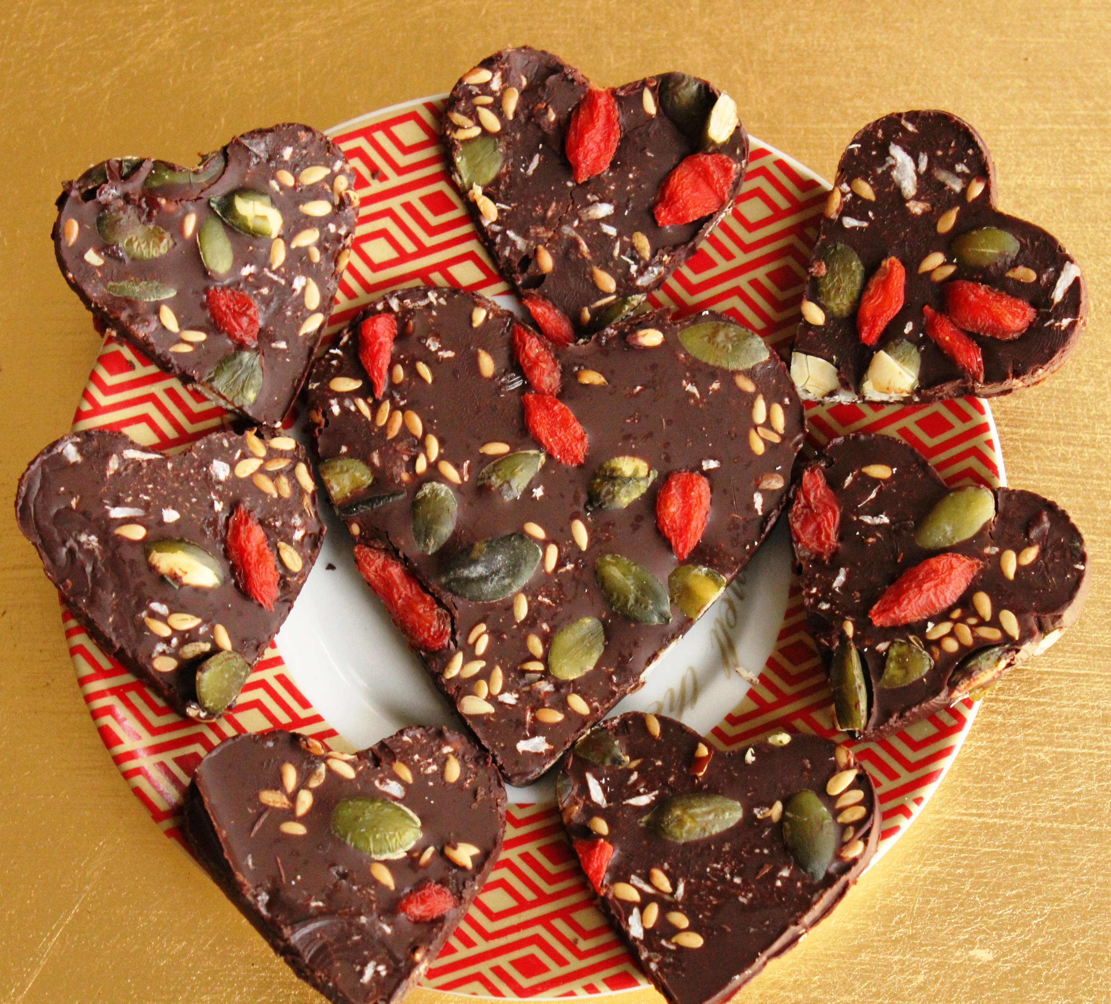 Superfood chocolate hearts